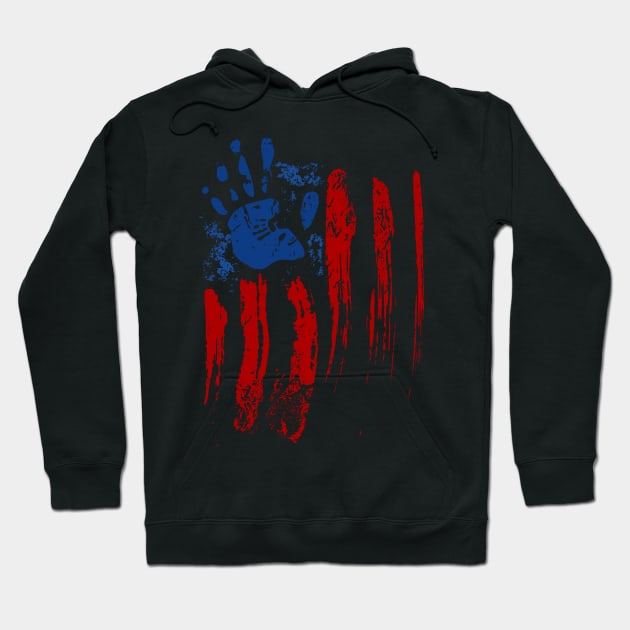 American Flag Hand Print Hoodie by Xeire